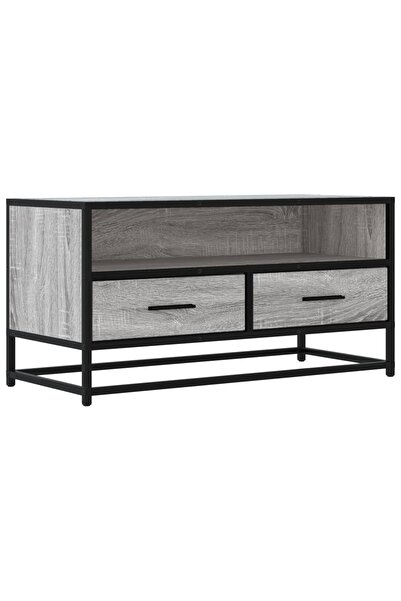 vidaxl Comodă TV, gri sonoma, 80x34,5x40 cm, lemn prelucrat și metal