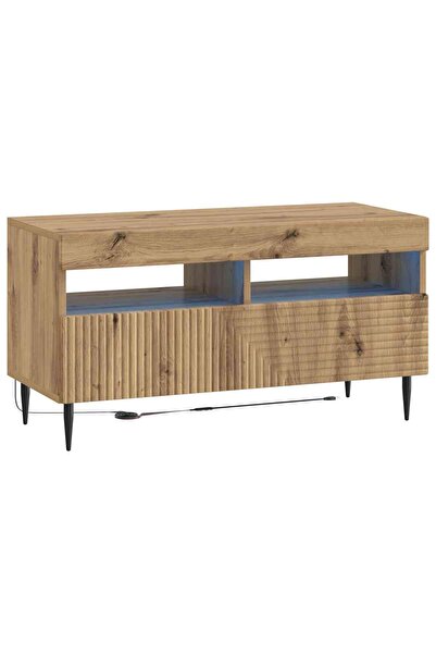 vidaxl Cabinet TV cu LED HAARLEM 81 x 35 x 43 cm Stejar Artizanal