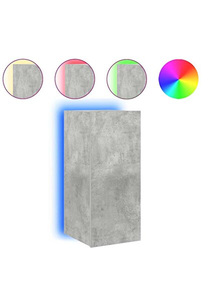 vidaxl Comodă TV de perete cu lumini LED, gri beton, 30,5x35x70 cm