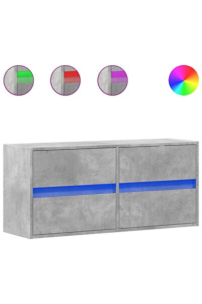 vidaxl Comodă TV de perete cu lumini LED, gri beton, 100x31x45 cm