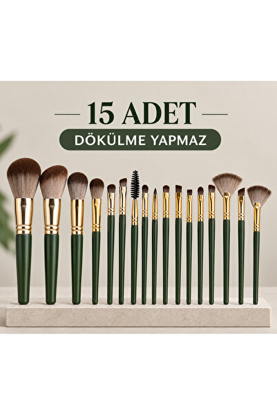 maslo 15 Parça Lüx Makyaj Fırça Seti Dökülme Yapmaz