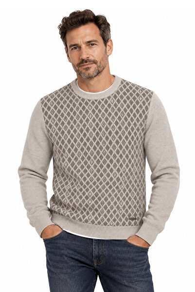 Pulltonic Men's Crew Neck Patterned Sweater