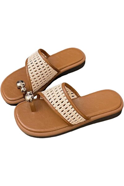 VAODO Women's Flat Leather Sandals, Open Toe Flip Flops, Sequined Strap Beach...