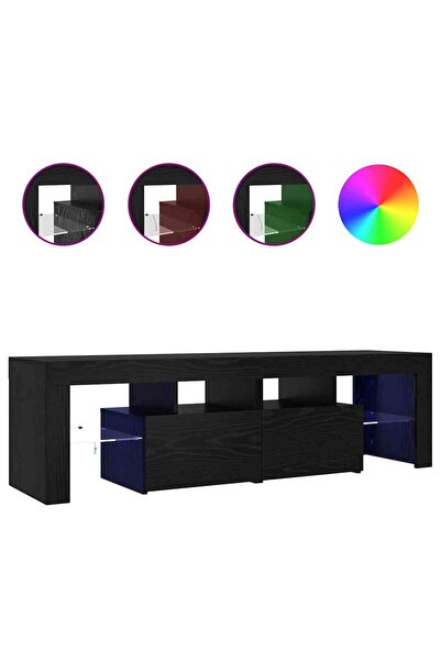 vidaxl Dulap TV cu LED stejar negru 140x36,5x40 cm lemn prelucrat