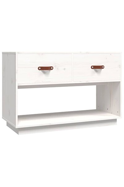 vidaxl Comodă TV, alb, 90x40x60 cm, lemn masiv de pin