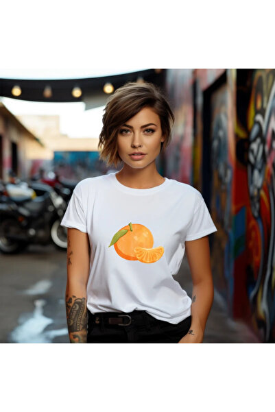 OKTANE Tricou dama Portocala model 3, de vara, Fructe, 100%bumbac, culoare al...