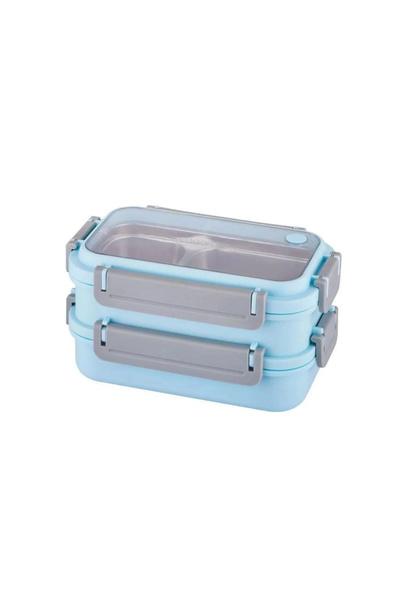 Vagonlife ÇELİK YEMEK KABI 2 KATLI BÖLMELİ 1200 ML - LUNCH BOX BL2215 TURKUAZ
