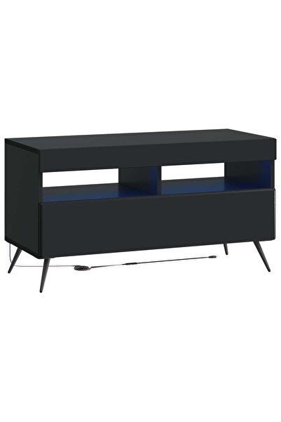 vidaxl Cabinet TV cu LED Negru Lemn prelucrat