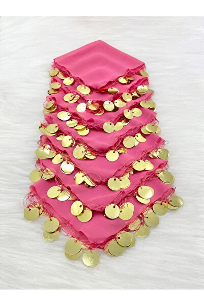 ZEYMERADE Pink Chiffon Handkerchief with Gold Sequins, 10 Pieces, Bride Groom...