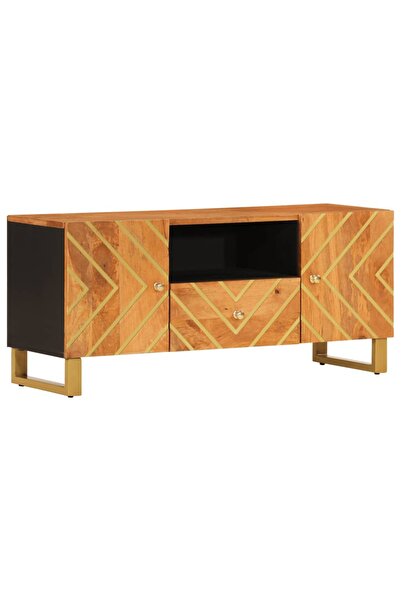 vidaxl Dulap TV maro și negru 105x33,5x46 cm lemn masiv de mango