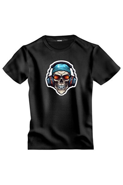 OKTANE Tricou Skull with headphones negru M
