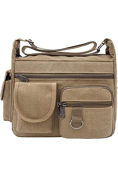 Other Men Canvas Shoulder Bag Large Capacity Crossbody Messenger Bag Vintage ...
