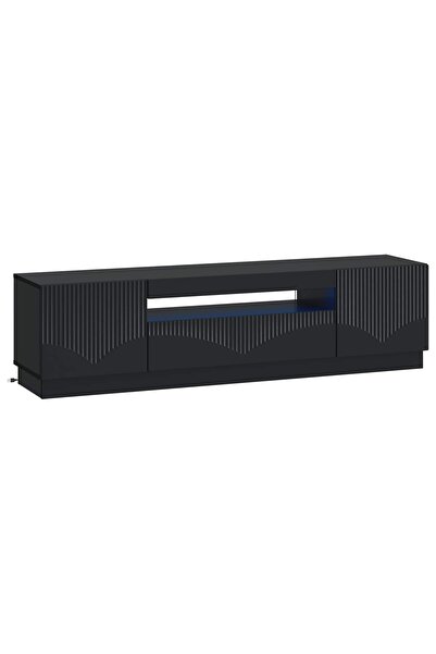vidaxl Cabinet TV cu LED Negru Lemn prelucrat