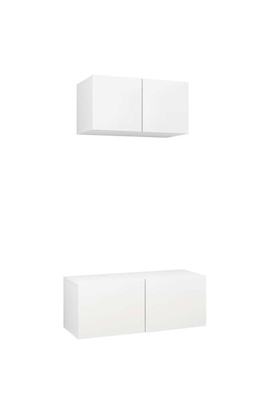 vidaxl Set dulapuri TV, 2 piese, alb, lemn prelucrat