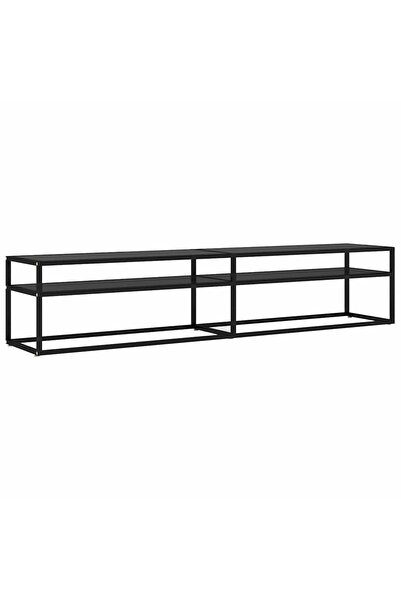 vidaxl Comodă TV, negru, 200x40x40,5 cm, sticlă securizată
