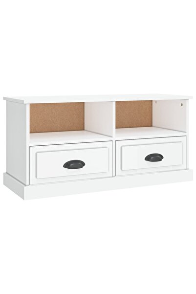 vidaxl Comodă TV, alb extralucios, 93x35,5x45 cm, lemn prelucrat