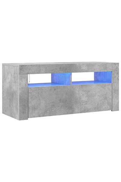 vidaxl Comodă TV cu lumini LED, gri beton, 90x35x40 cm