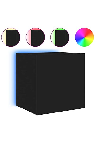 vidaxl Comodă TV de perete cu lumini LED, negru, 40,5x35x40 cm