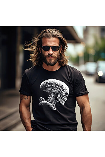 OKTANE Tricou Alien Head model 8 negru S