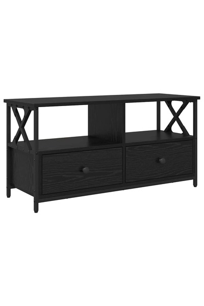vidaxl Cabinet TV Stejar Negru 90 x 33 x 45 cm Lemn ingineresc și oțel