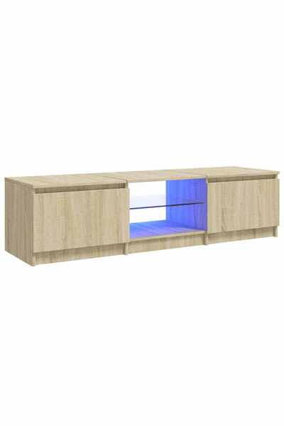 vidaxl Comodă TV cu lumini LED, stejar sonoma, 140x40x36 cm