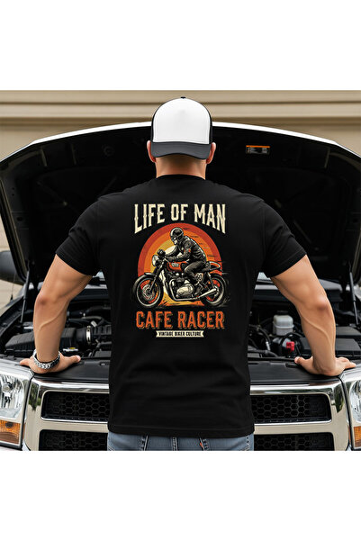 OKTANE Tricou Life of man cafe racer negru XL