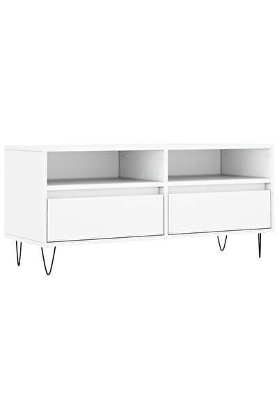 vidaxl Comodă TV, alb, 100x34,5x44,5 cm, lemn prelucrat