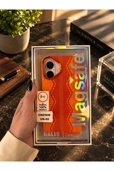 obenim iphone 17 Turuncu Karbon Desenli Premium Telefon Kılıfı