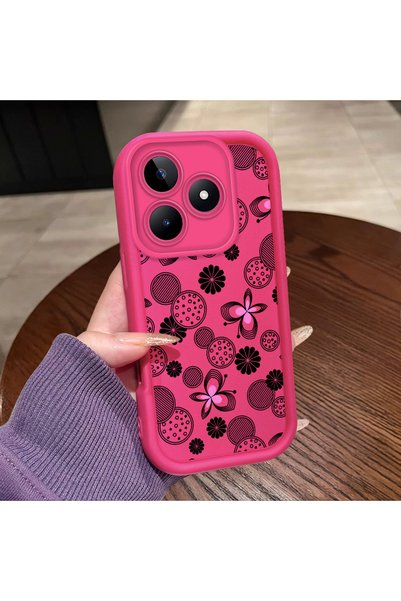 ucuc حافظة متوافقة مع Realme C51/C53 من السيليكون باللون الوردي والأحمر بنمط ...