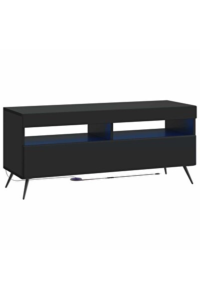 vidaxl Cabinet TV cu LED Negru Lemn prelucrat