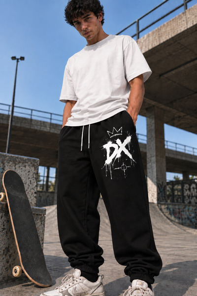 DAXİS Sportwear Company Men's Oversize Sweatpants Printed Loose Elastic Cuffs...