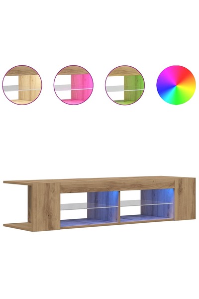 vidaxl Dulap TV cu LED stejar artizanal 135x39x30 cm lemn prelucrat