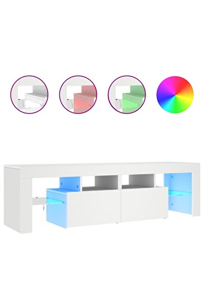vidaxl Comodă TV cu lumini LED, alb, 140x36,5x40 cm