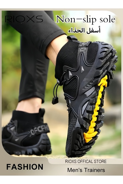 RIOXS Men's Sock Sneakers, Slip‑on Breathable Lightweight Athletic Trainers, ...