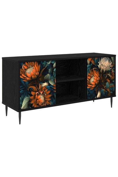 vidaxl Cabinet TV LOCHEM 102 x 33 x 51 cm Stejar Negru Lemn prelucrat