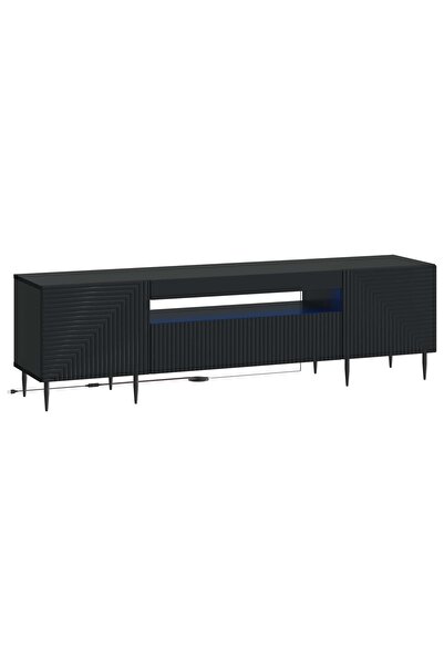 vidaxl Cabinet TV cu LED HAARLEM 153 x 35 x 43 cm Negru Lemn prelucrat