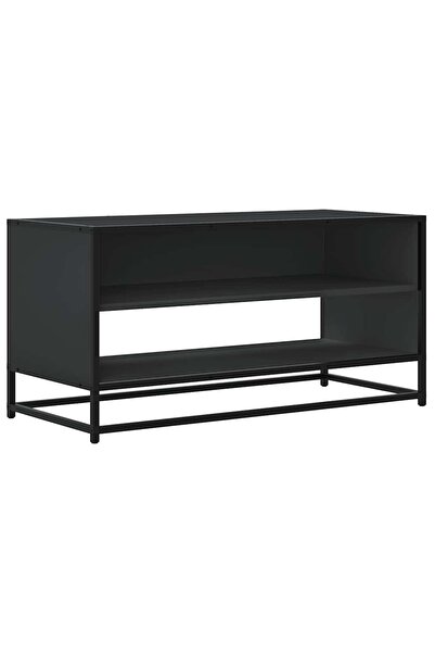 vidaxl Dulap TV, negru, 91x40x46 cm, lemn prelucrat și metal