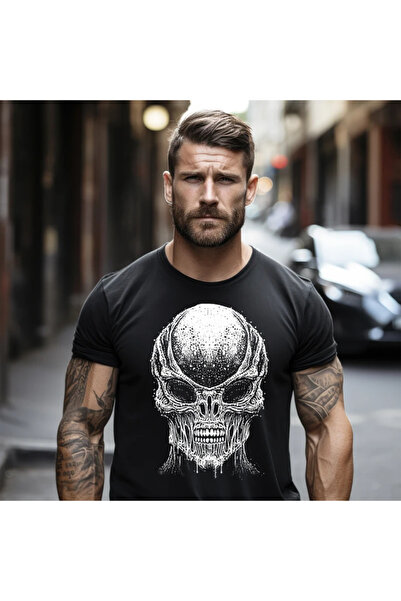 OKTANE Tricou Alien Head model 4 negru 2XL