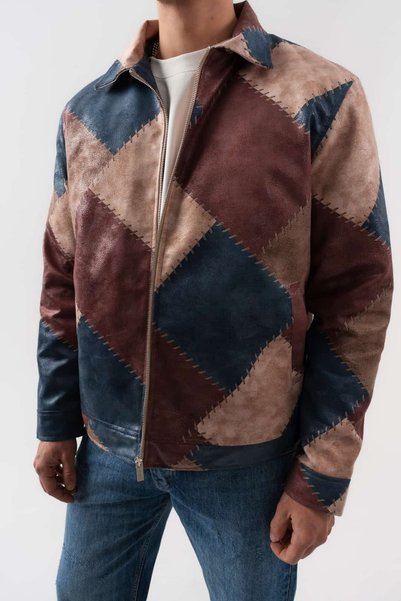 go gang own Outlaw Patch Leather Zipper Jacket