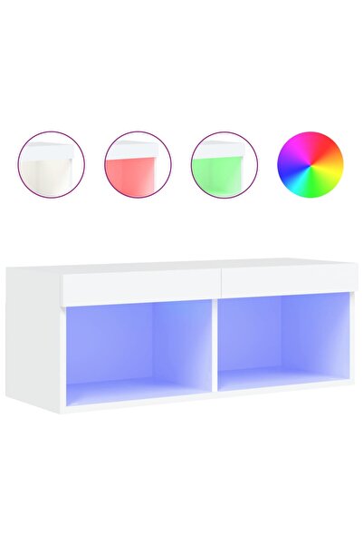 vidaxl Comodă TV cu lumini LED, alb, 80x30x30 cm
