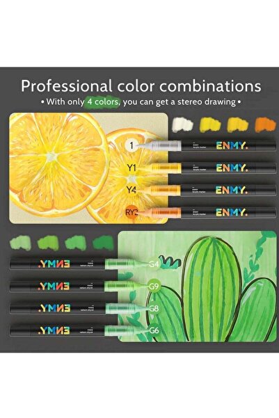 ENMY 24 Colors Acrylic Paint Pens – Direct Liquid Acrylic Paint Markers for Fabric, Canvas, Wood, Glass, Rocks & DIY Crafts – Vibrant, Long-Lasting, Skin Tone Shades, High Saturation, Smooth Ink Flow