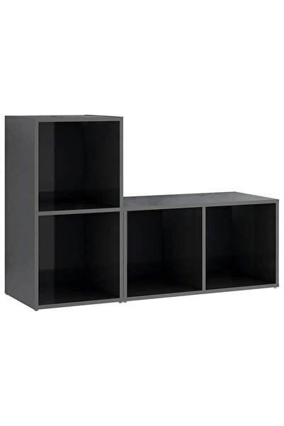 vidaxl Dulapuri TV 2 buc gri extralucios 72x35x36,5 cm lemn prelucrat