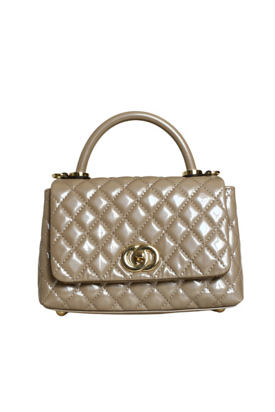 Platin Mink patent leather quilted women's handbag