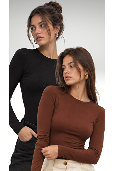 Bipantolon Γυναικείο Σετ 2 τεμαχίων Μαύρο Bitter Brown Body με λαιμόκοψη ποδη...