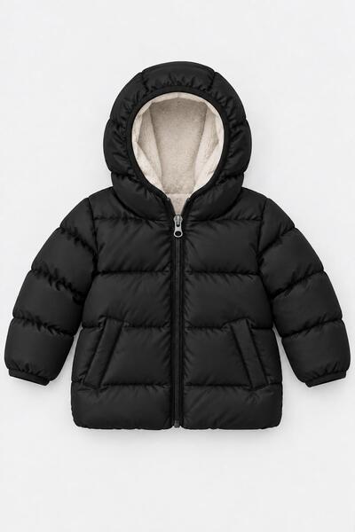 Perendi Unisex παιδικό φουσκωτό μπουφάν με κουκούλα με φλις εσωτερικά