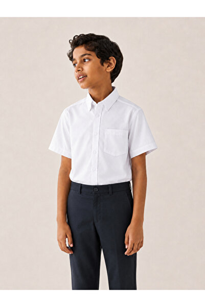 Victor and Jane By Styli Boys White Short Sleeve Collared Shirt - Cotton Blend