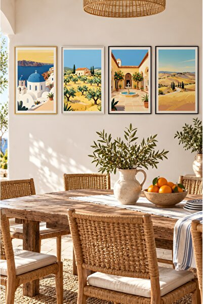 ZURİ DESİGN Mediteranski set slika u okviru, MDF zidna slika, set Dolce Vita ...