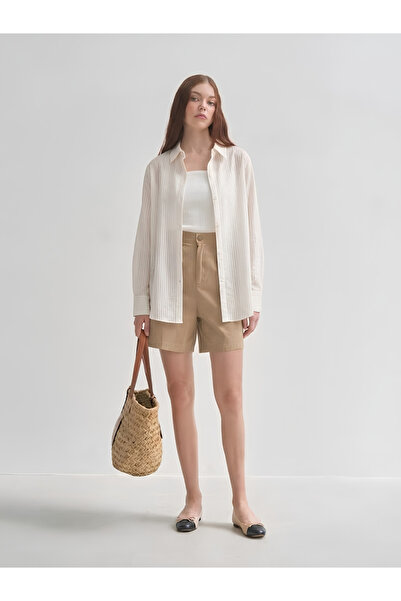 TAHVO By Styli Off-White Striped Long-Sleeve Shirt
