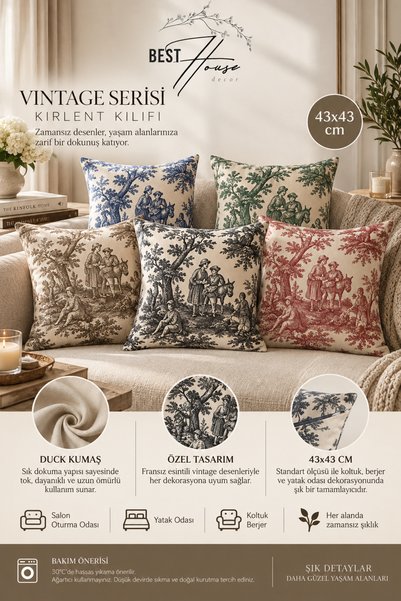 best house decor 43X43 2 Pieces Cushion Cover Vintage Bohemian Series