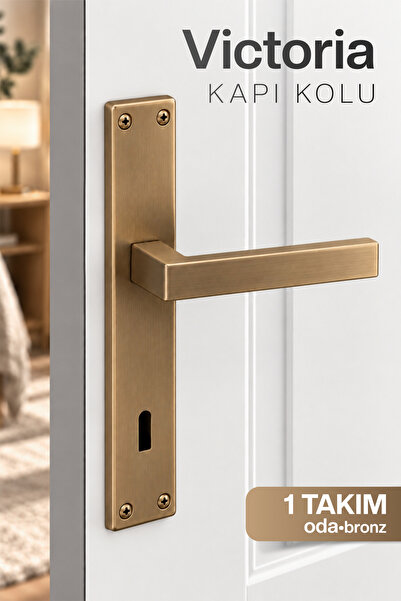 Badem10 ALM Victoria (1 Takım) Bronz Aynalı Oda Kapı Kolu Şık Dayanıklı Metal...